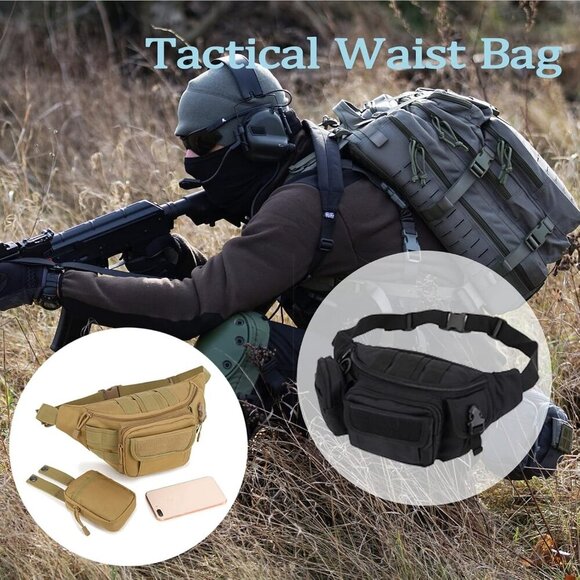 Tactical Fanny Packs, Military Waist Bag Utility Hip Belt Bags for Hiking Climbi - Picture 6 of 7